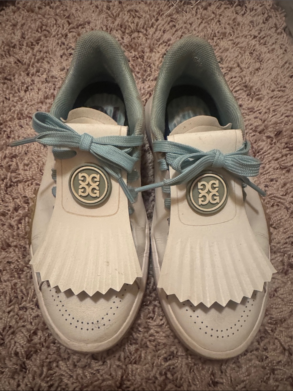 G/FORE White and Light Blue Women's Athletic Golf Sneakers